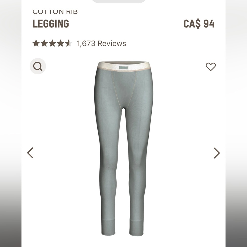 Skims cotton rib leggings- worn once.